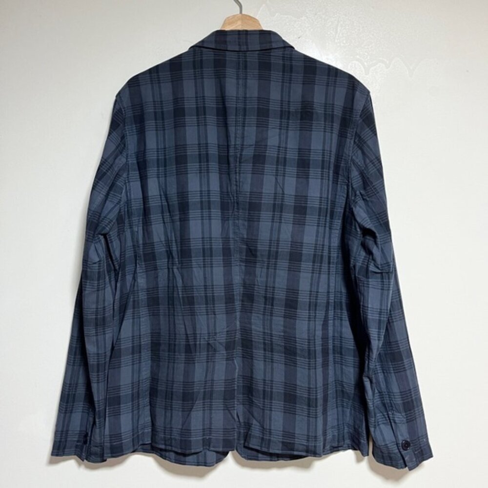 Alex Mill Plaid Blazer Jacket L – Navy Gray Cotton Workwear Style - Picture 9 of 10
